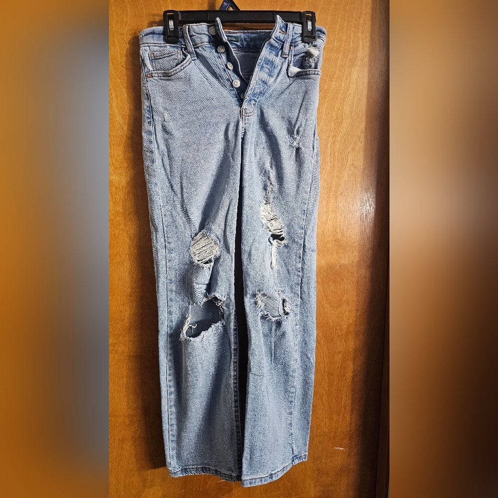 Wild Fable High Rise Distressed Embellished Mom Jeans Size 0.